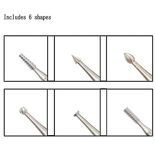 Luo ke 6 Pcs 3/32 Inch Shank Tungsten Steel Engraving Router Bits, Olive Amber Carving Drill Bits for Rotary Tool (2.3mm Carving bits) Luo ke