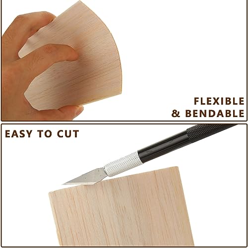 24 Pack Unfinished Basswood Sheets, 12 x 4 x 1/12 Inch Thin Plywood Wood Sheets, 2 mm Thick Basswood Sheets for Crafts, DIY Ornaments, Models SHUESS