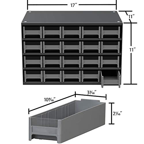 Akro-Mils 19320 Steel Parts Garage Storage Cabinet Organizer for Small Hardware, Nails, Screws, Bolts, Nuts, and More, 17-Inch W x 11-Inch D x Akro-Mils