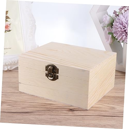 LIFKOME 3 pcs wooden jewelry box handmade jewelry box hand jewelry wood crafts unfinished wood treasure chest unfinished drawer case Wooden Dresser