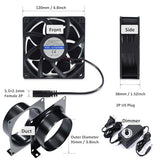 Hose Vary 4" Axial Exhaust Fan, 3000RPM 120mm DC12V Dual Ball Bearings Air Exhaust Fume Smoke Extractor Fan Kit for DIY Soldering, 3D Laser, Paint Hose Vary