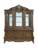 Acme Latisha Wooden Hutch and Buffet with Glass Doors in Antique Oak ACME Furniture