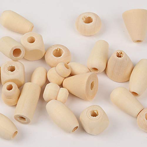 EXCEART 100pcs Wooden Beads Barrel Shaped Unfinished Wood Spacer Beads Jewelry Findings Charms for DIY Bracelet Necklace Craft Making Supplies Style EXCEART