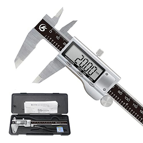 KETOTEK Digital Caliper 6 Inch Measuring Tool, Stainless Steel Electronic Vernier Calipers, Digital Micrometer with Large LCD Screen, inch/Metric KETOTEK