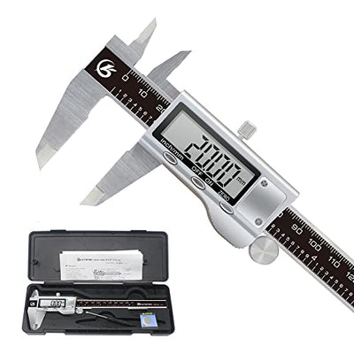 KETOTEK Digital Caliper 6 Inch Measuring Tool, Stainless Steel Electronic Vernier Calipers, Digital Micrometer with Large LCD Screen, inch/Metric