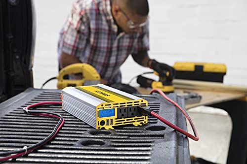 STANLEY PI1000S Power Inverter 1000W Car Converter: Triple AC Outlets, Dual 3.1A USB Ports, 12V DC Adapter STANLEY