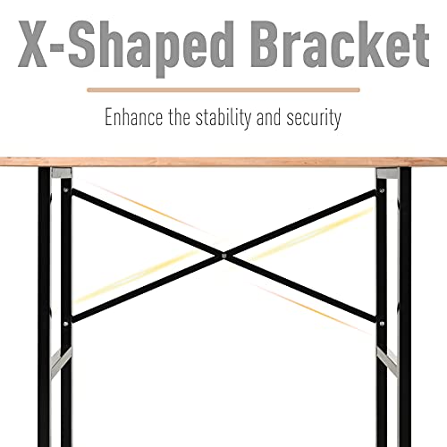 HOMCOM 46" L x 28" W Fir Wood Work Bench, Tool Table for Garage with X-Shape Bracket for High Stability, and Large Tabletop, Natural/Black HOMCOM