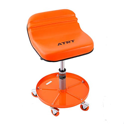 ATRT 300-LB Capacity Pneumatic Mechanic Roller Seat, Adjustable Rolling Stool, with 2.5-inch Heavy Duty Casters and Tool Tray, Orange - WoodArtSupply