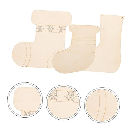 ABOOFAN 3pcs Tag Decor Socks Unfinished Wood Slices Unfinished Wood Chip DIY Supplies Blank Wood Slices Wood Chip for DIY Blank Wood Chip Wooden ABOOFAN
