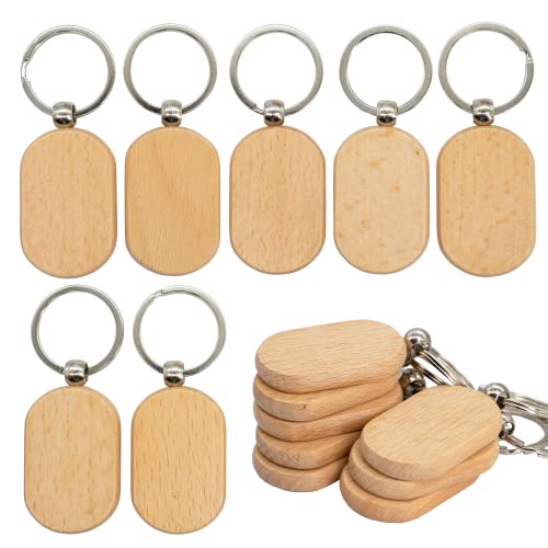 TFoRibbon Blank Wooden Key Tag Key Chain Rectangle Wood Engraving Blanks 20 Pack TFoRibbon