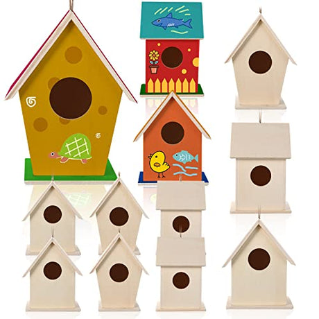 Bird House Craft Wooden Birdhouse Kit Build and Paint Birdhouses Unfinished Bird Houses Wooden Arts for Girls Boys Summer Arts and Craft Projects 3 Jetec