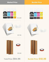 Hiipoo Sublimation Ink Set with 110 Sheet Sublimation Paper 8.5x11” 125G, 2 Pack Teflon Sheet, Heat Tape compatible for Inkjet Printer ET-2720 Hiipoo