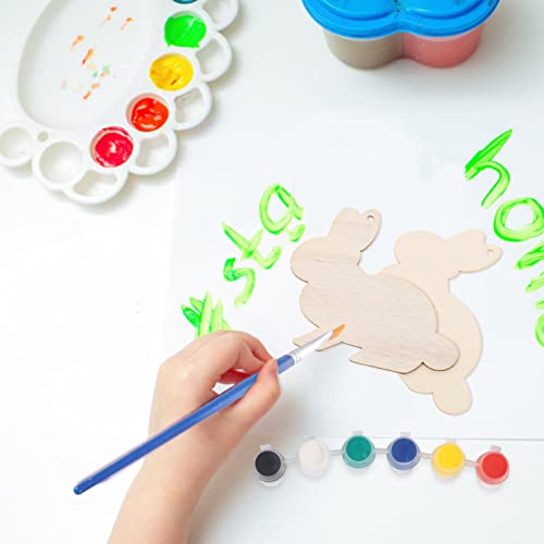 20pcs Unfinished Easter Wooden Shapes Bunny Cutouts Ornaments Easter Bunny Rabbit Shapes Easter Tree Ornaments Healifty