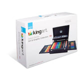 KINGART Art & Graphic Collection Art Set, 2-Drawer Wooden Case, Pencils, Pastels, Brush, Blending Stump, Erasers, Sharpener, Painting, Drawing, All KINGART