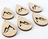 ALL SIZES BULK (12pc to 100pc) Unfinished Wood Laser Mountain Cutout Teardrop Shape with Cutouts Dangle Earring Jewelry Blanks Shape Crafts Made in Texan Wood Crafts
