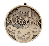 Halloween Welcome Round Sign 6 Pieces Laser Cut Out Unfinished RND1 The Wood Shape Store