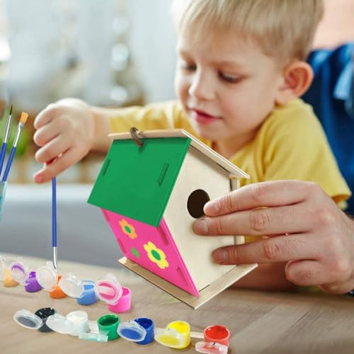 EXCEART 1 Set House Lanyard Wind Chime Pendant Wind Chime Ornament Unfinished Arts Kits Kids Craft Wind Chime Kit Decorate Wood Child Pigment EXCEART