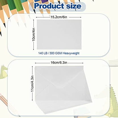 100 Sheet Blank Watercolor Cards with Envelopes, 140 LB / 300 GSM Heavyweight White Blank Cards 4 x 6 Inch Watercolor Cardstock Paper Bulk for