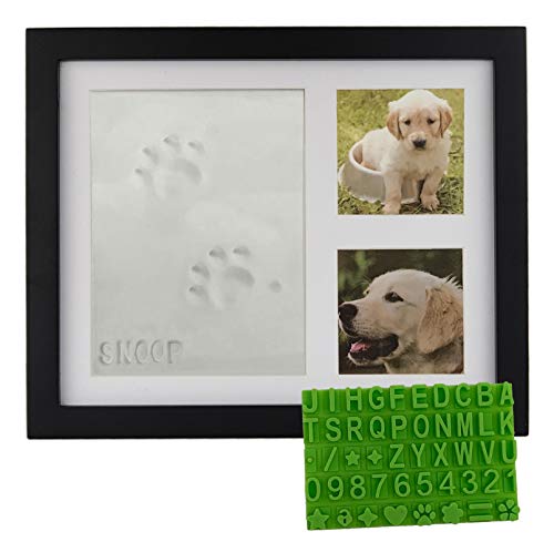 Ultimate Dog or Cat Pet Pawprint Keepsake Kit & Wood Picture Frame - Personalized Gift for Pet Lovers and Memorials (Black) Baby Mushroom