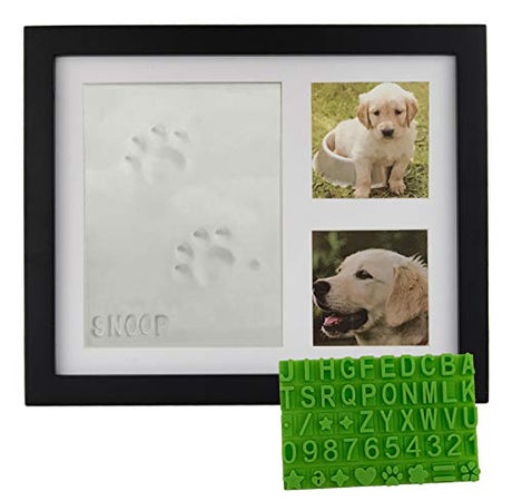 Ultimate Dog or Cat Pet Pawprint Keepsake Kit & Wood Picture Frame - Personalized Gift for Pet Lovers and Memorials (Black) Baby Mushroom