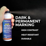 Brilliance Laser Inks 2 Oz Aerosol Red (Copper Tone) Laser Marking Spray for High Contrast Metals Mark | Permanent Durable Metal Ink for Fiber, YAG, Brilliance Laser Inks