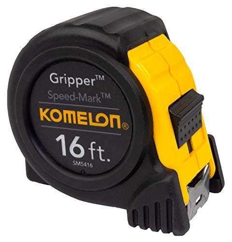 Komelon SM5416 Speed Mark Gripper Acrylic Coated Steel Blade Tape Measure 16-feet by 1-Inch, White Blade Komelon