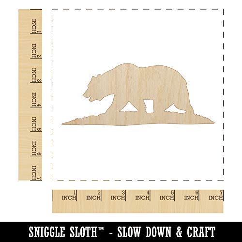 California Flag Bear Solid Unfinished Wood Shape Piece Cutout for DIY Craft Projects - 1/4 Inch Thick - 6.25 Inch Size