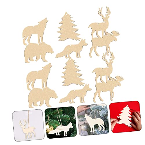 EXCEART 30pcs Animal Doodle Wood Chips Blank Wooden Cutouts DIY Blank Wood Chip Unfinished Wooden Crafts Chrismas Tree Hanging Decoration Wood Animal - WoodArtSupply