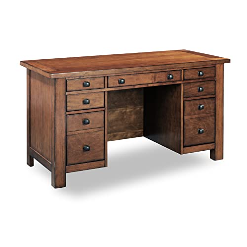 Tahoe Aged Maple Executive Pedestal Desk by Home Styles, 5412-18 - WoodArtSupply