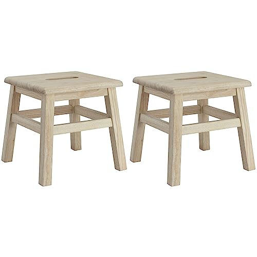 eHemco Solid Hardwood Step Stool, 12.25 Inches, Unfinished, Set of 2 eHemco