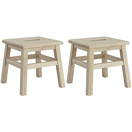 eHemco Solid Hardwood Step Stool, 12.25 Inches, Unfinished, Set of 2 eHemco