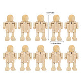 Natudeco 10PCS Toy People Set Unfinished Wood Toys Wooden Craft People Figures Unfinished Wooden Figures Kit Joint Adjustables Robot Paintable Natudeco