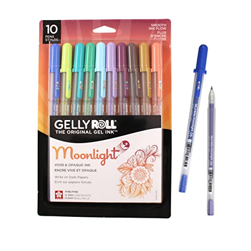 SAKURA Gelly Roll Moonlight 06 Gel Pens - Fine Point Ink Pen for Journaling, Art, or Drawing - Assorted Earth & Jewel Tone Ink - Fine Line - 10 Pack SAKURA