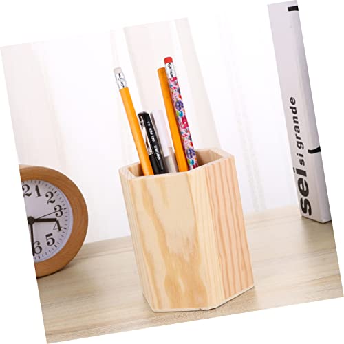 SEWACC 8 pcs Hexagon Compartments Organizers Multi Planter Toothbrush Color Holder Tube Wood Unpainted Unfinished Bedroom DIY Stand Stationery Crafts SEWACC