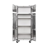 Seville Classics UltraHD 2-Piece Heavy Duty Mega Solid Steel Metal 2-Door Lockable Stacker Wall Storage Cabinet Set Organizer for Garage, Office, Seville Classics