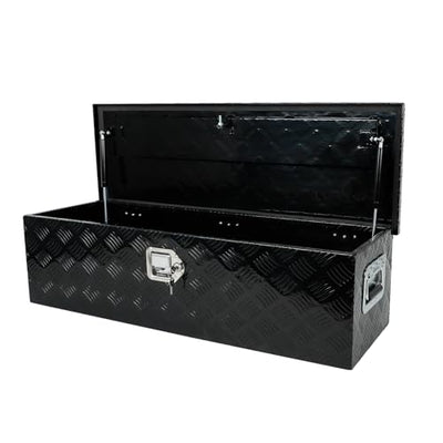 Eivojor 39" Heavy Duty Aluminum Stripes Plated Tool Box Pick Up Truck Bed RV Trailer Toolbox Storage Organizer with Side Handle, Lock and Keys -