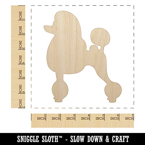Standard Poodle Dog Solid Unfinished Wood Shape Piece Cutout for DIY Craft Projects - 1/4 Inch Thick - 6.25 Inch Size Sniggle Sloth