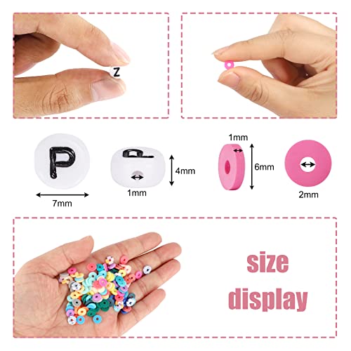 QUEFE 13000pcs, 60 Colors, Clay Beads for Bracelet Making Kit, Flat Round Polymer Heishi Beads with Letter Beads for DIY Craft Gifts, Necklace QUEFE