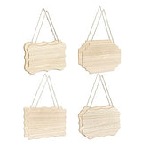 8 Pack Unfinished Wood Signs with Jute Hanging Unpainted Wooden Plaques for Homemade Crafts 4 Styles Assorted (6 x 9 in) Cregugua