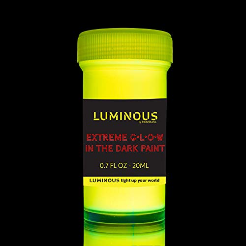 Luminous Extreme Glow in The Dark Paint - Set of 8 x 20 ml / 0.7 fl oz pots - Self-Luminous Glowing Neon Paints – High Pigmentation Long-Lasting individuall