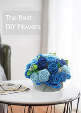 BAZIMA DIY Felt Flower Art Craft Kit, DIY Felt Blue Rose Pot Bonsai Kit, Floral Gifts,Beginner Craft Kit,Arrange Pre-Cut Felt Flowers and Foliage BAZIMA ALICE