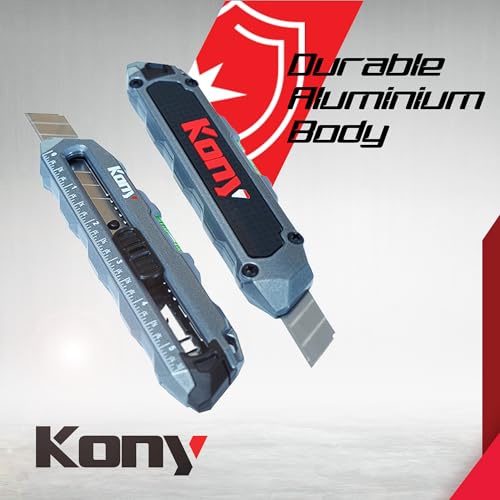 Kony, Heavy Duty Utility Knife, Carpet Cutter, Box Cutter Retractable w/Ruler, Water Bubble Level - Perfect Knife for Crafting, Cutting & Home Kony