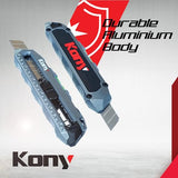 Kony, Heavy Duty Utility Knife, Carpet Cutter, Box Cutter Retractable w/Ruler, Water Bubble Level - Perfect Knife for Crafting, Cutting & Home Kony