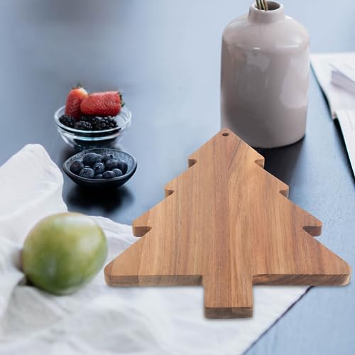 Amosfun Christmas Tree Charcuterie Board, Xmas Cutting Board Fruit Tray Holiday Cheese Board Wooden Appetizer Tray Sushi Serving Tray Dessert Candy - WoodArtSupply