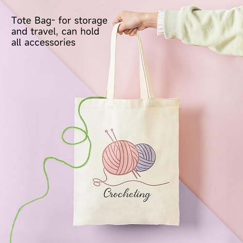 INSCRAFT Crochet Kit for Beginners Adults, 30 Acrylic Yarn Skeins 1650 Yards Yarn, 105 PCS Crochet Kit with Hooks Yarn Set,Includes Canvas Tote Bag, INSCRAFT