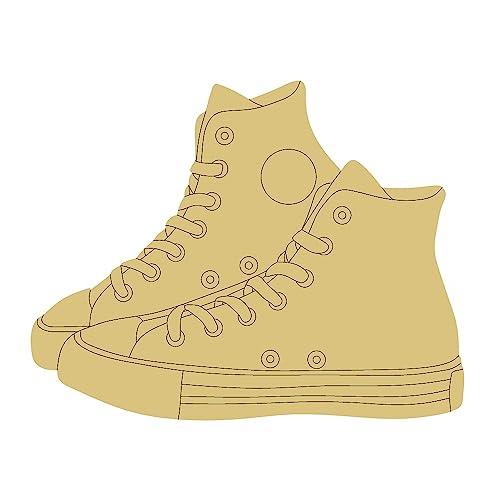 Sneaker Design by Line Unfinished Wood Cutout Tennis Shoe Fashion Door Hanger MDF Style 2 Art 1 Diverse Woodworking