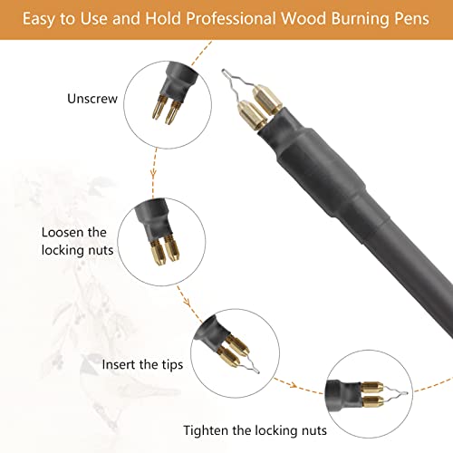 Professional Wood Burning Kit, Wandart 60W Wood Burning Tool Pyrography Kit with Dual Wood Burner 20 Woodburning Wire Nibs Tips including Ball Tips - WoodArtSupply