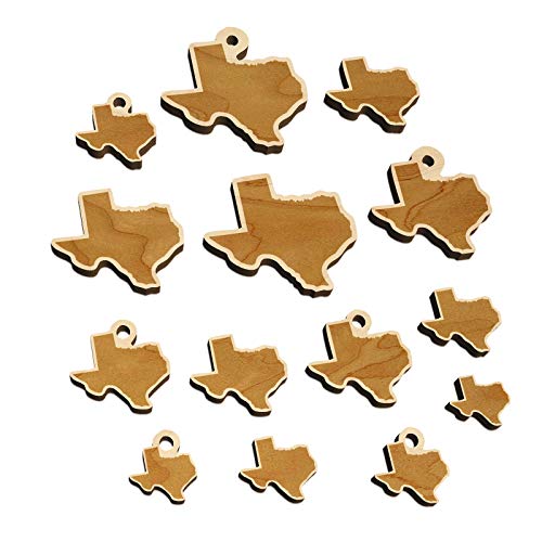 Texas State Silhouette Mini Wood Shape Charms Jewelry DIY Craft - 30mm (6pcs) - with Hole Sniggle Sloth