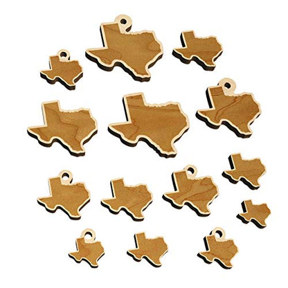 Texas State Silhouette Mini Wood Shape Charms Jewelry DIY Craft - 30mm (6pcs) - with Hole - WoodArtSupply