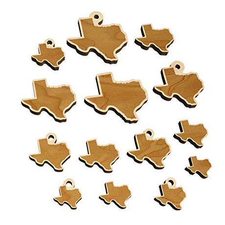 Texas State Silhouette Mini Wood Shape Charms Jewelry DIY Craft - 30mm (6pcs) - with Hole Sniggle Sloth